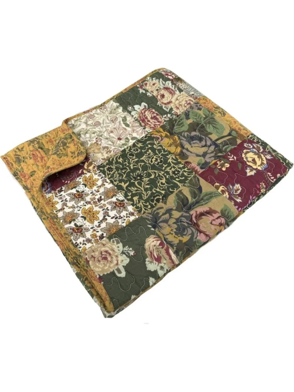 Antique Chic Quilted Patchwork Throw Blanket, 50x60, Colorful Home Decor